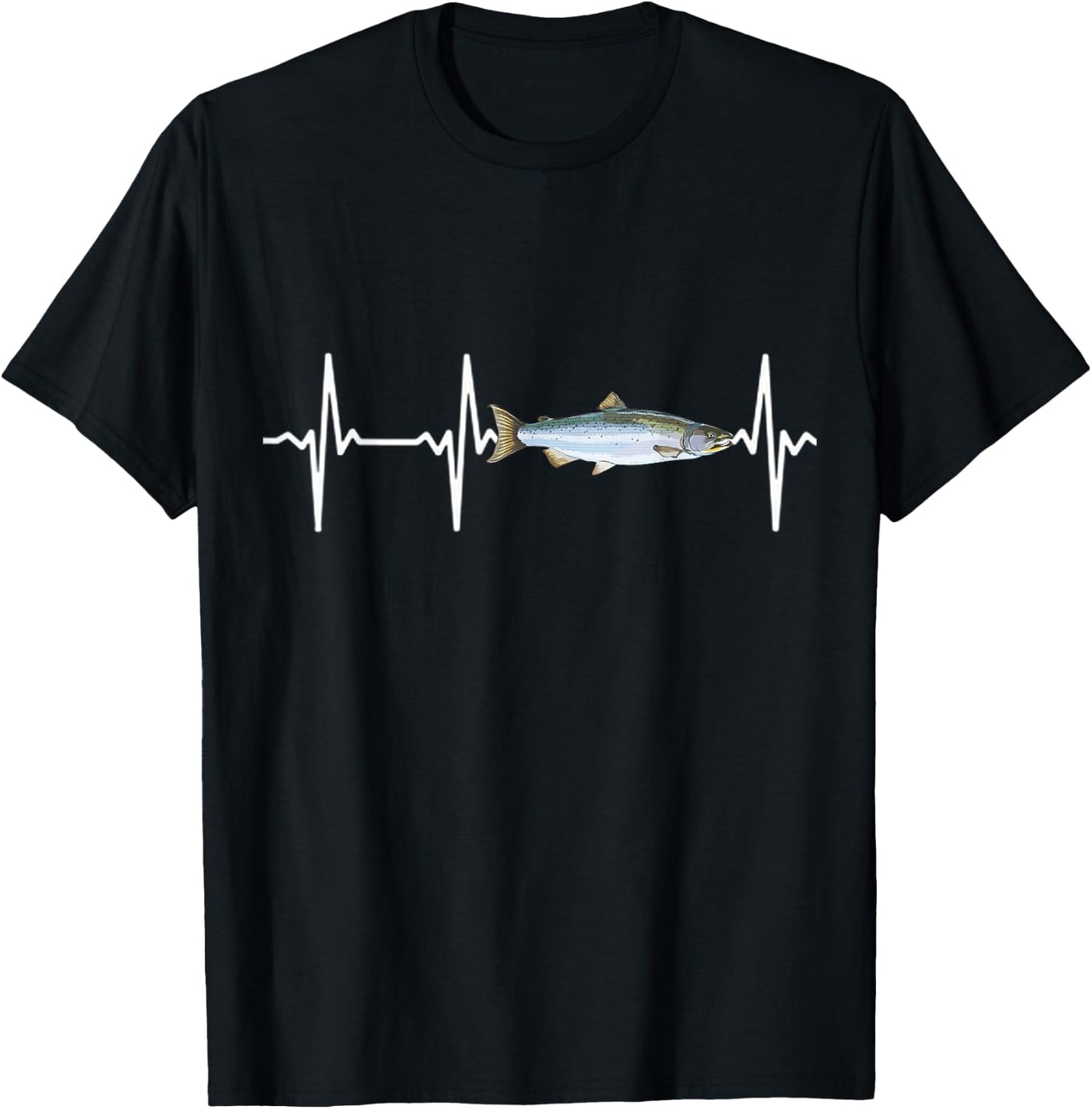 Coho Salmon Heartbeat For Freshwater Fish Fishing Lovers T-Shirt - T-Shirt | Black
