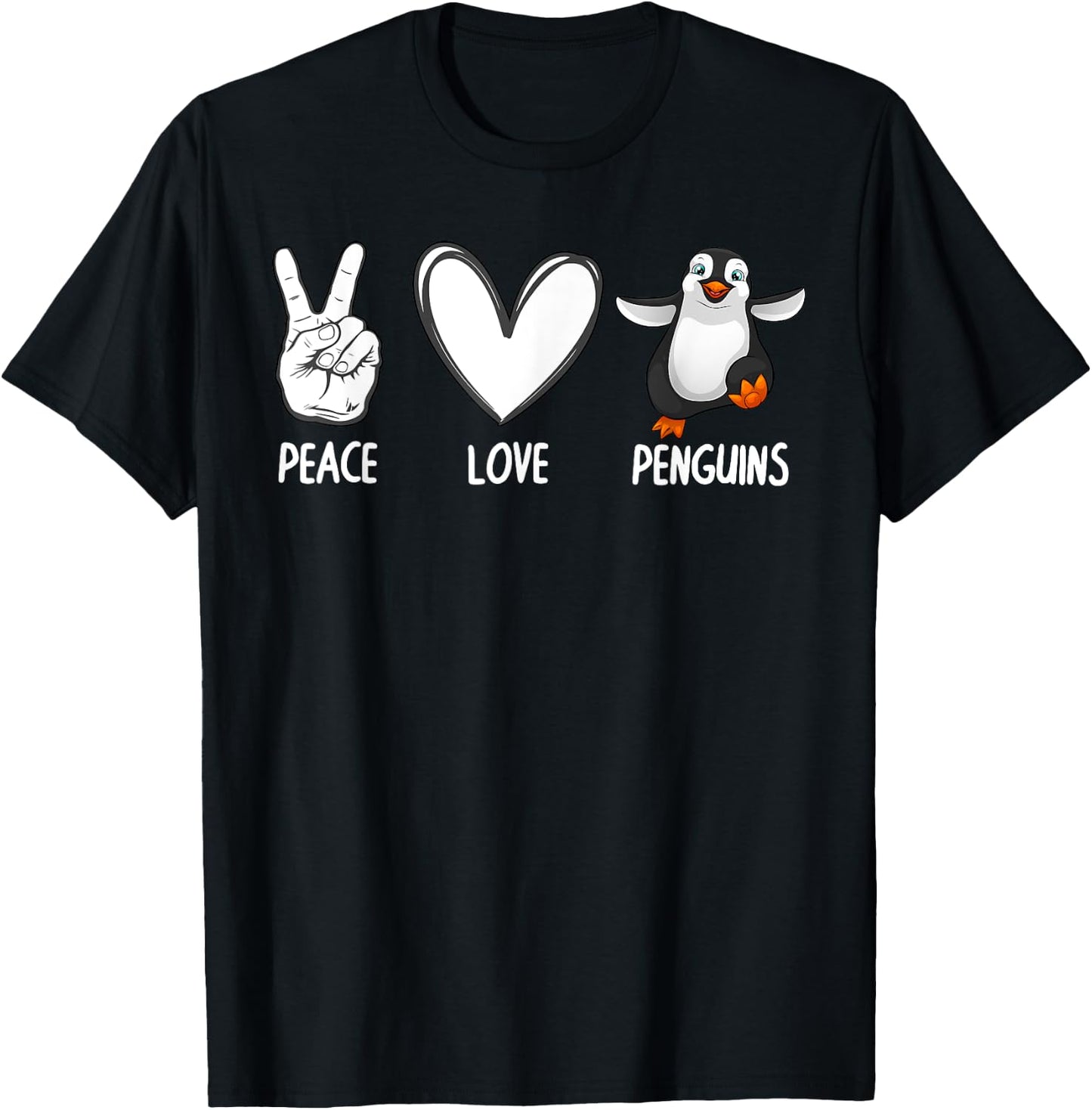 Cool Penguin Art Women Peace Love Penguins Zookeeper T-Shirt - T-Shirt | Black
