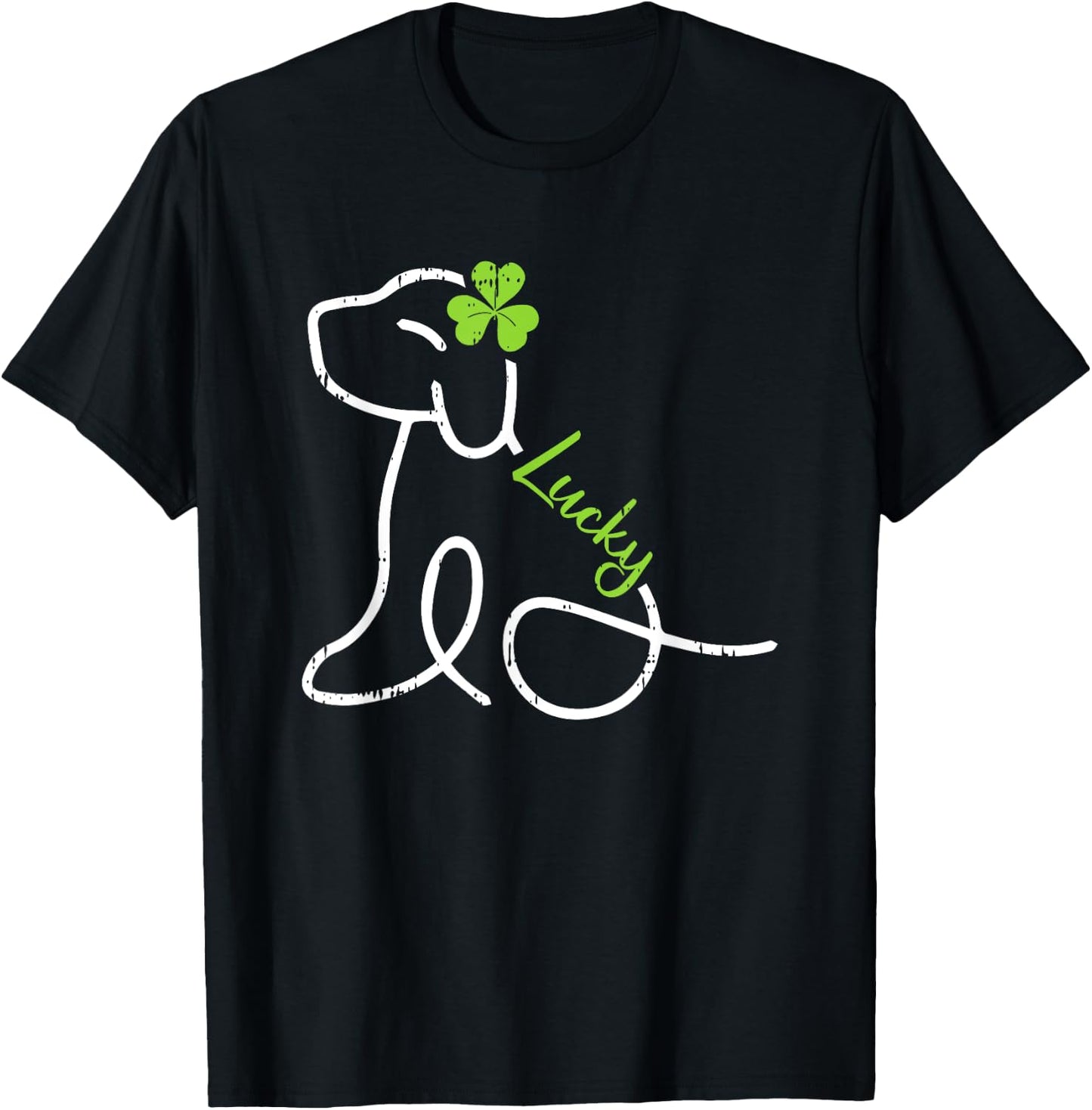 Lucky Dog St Patricks Day Cute Irish Puppy Shamrock Clover Men Women Kids T-Shirt - T-Shirt | Black