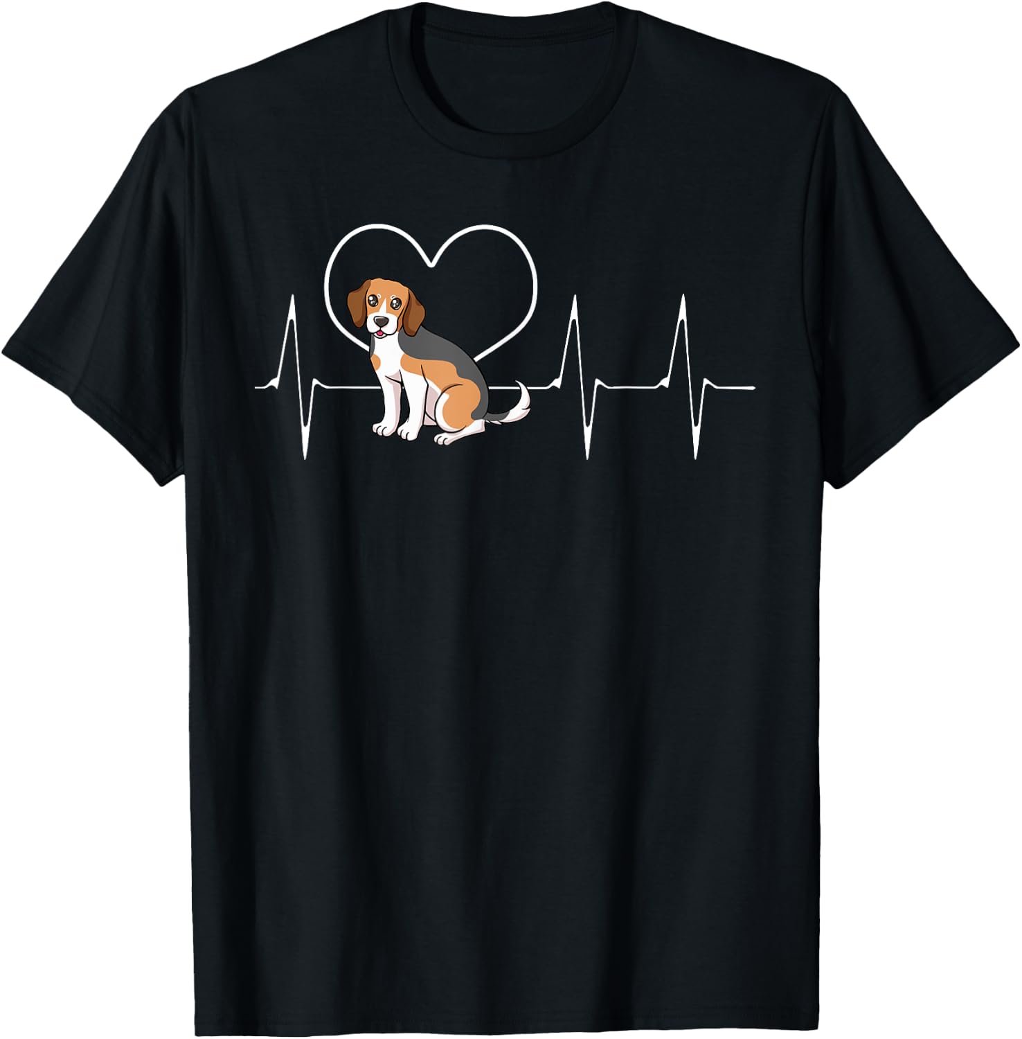 Beagle Heartbeat Breeder Small Scent Dog Hunting Hare T-Shirt - T-Shirt | Black