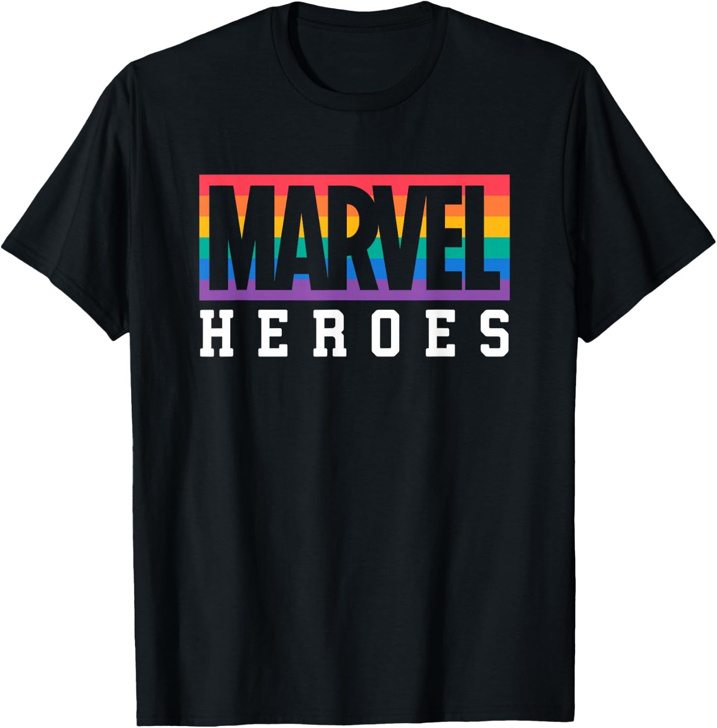 Marvel Pride Flag Rainbow Marvel Heroes Logo T-Shirt - T-Shirt | Black