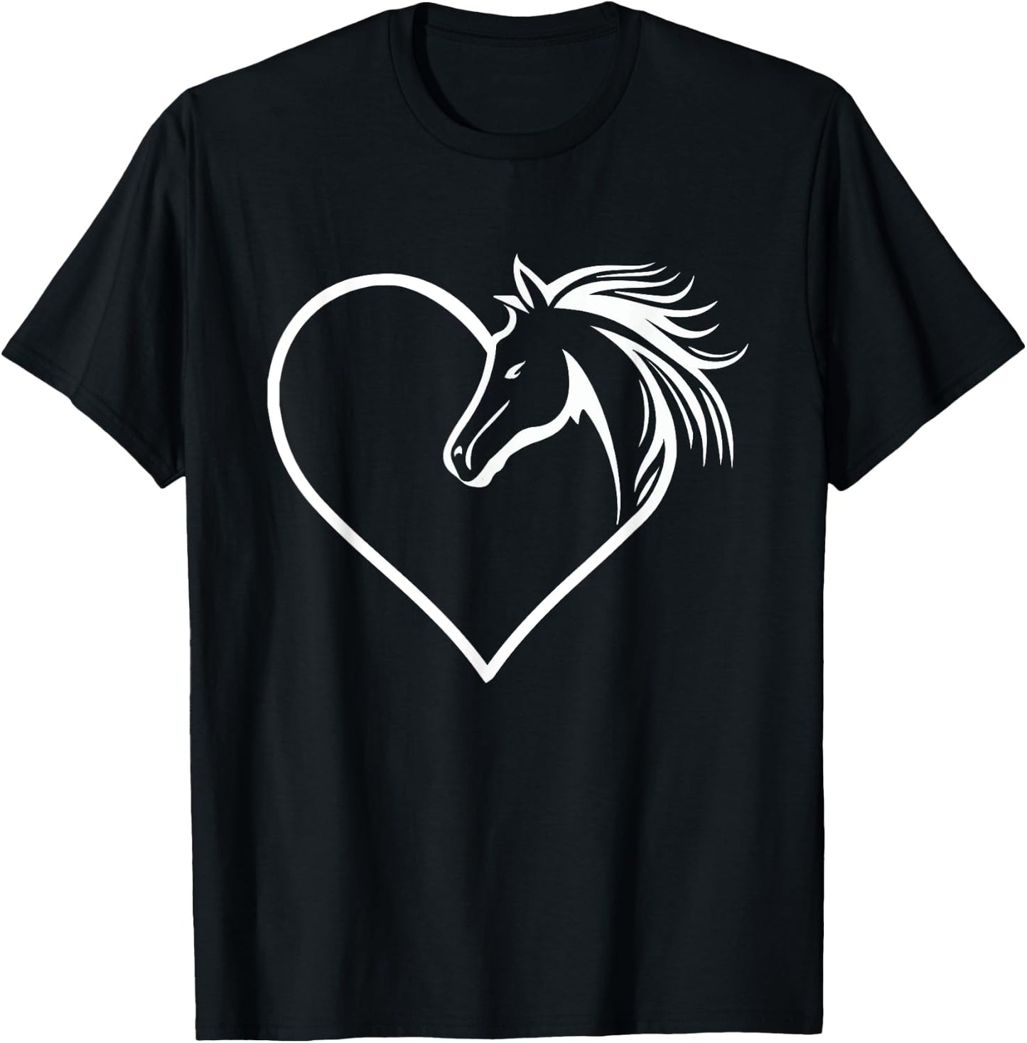 Horse Heart Shaped - Animal Horseman Horses Equestrian T-Shirt - T-Shirt | Black
