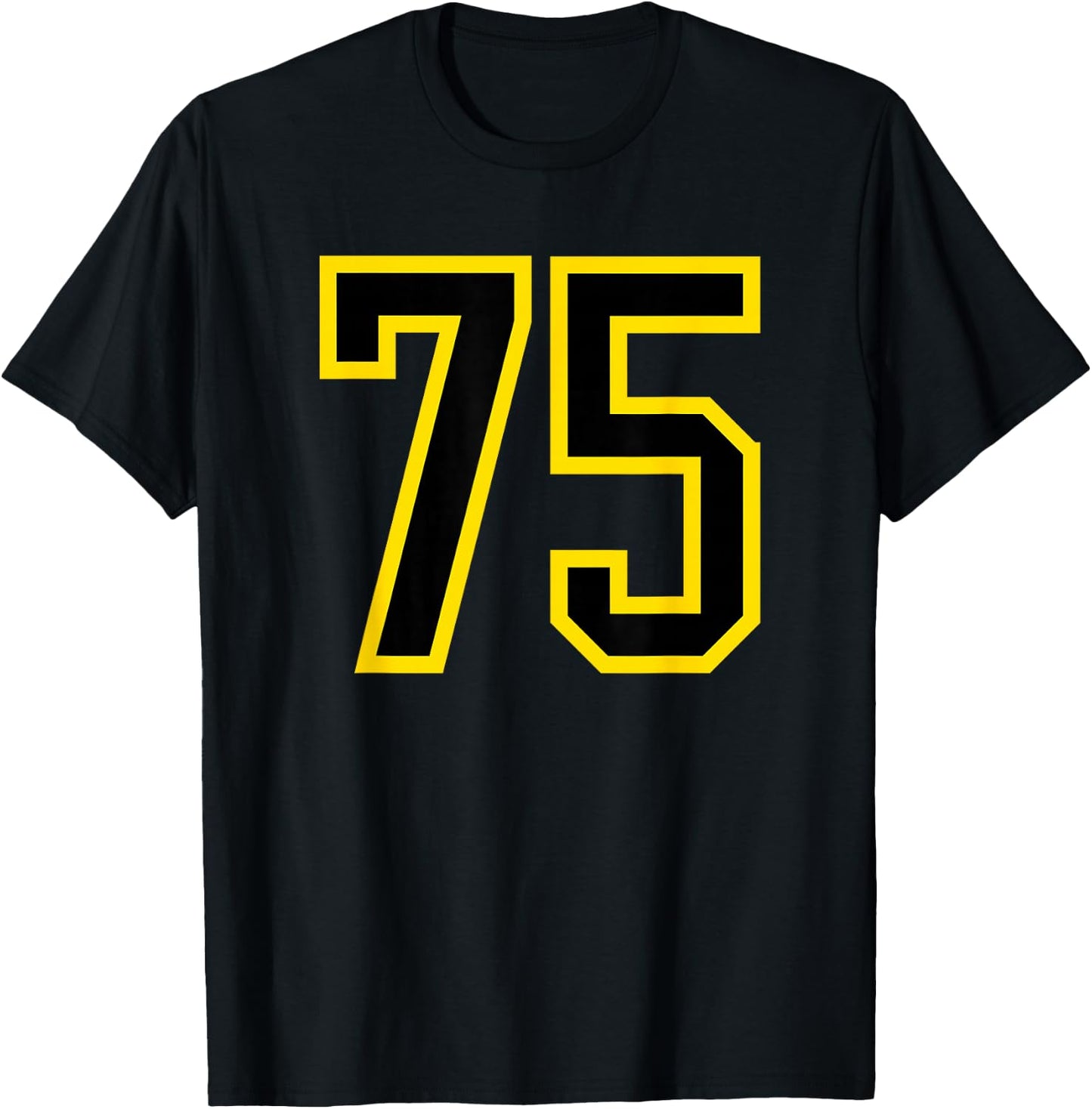 Yellow Black Sports Team Number #75 T-Shirt - T-Shirt | Black