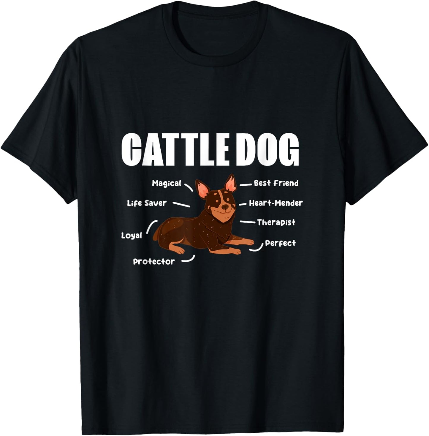 Cattle Dog Heeler Mom Heeler Dad Dog Lover Men Women Kids T-Shirt - T-Shirt | Black