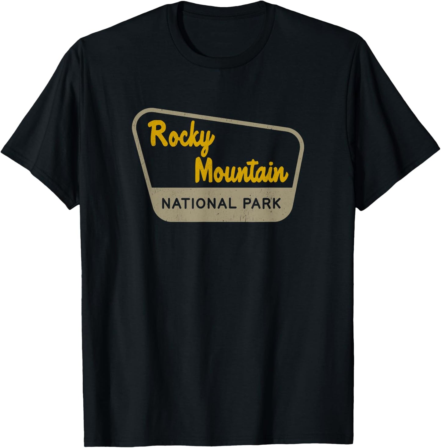 Rocky Mountain National Park Retro Two-Tone Sign T-Shirt - T-Shirt | Black