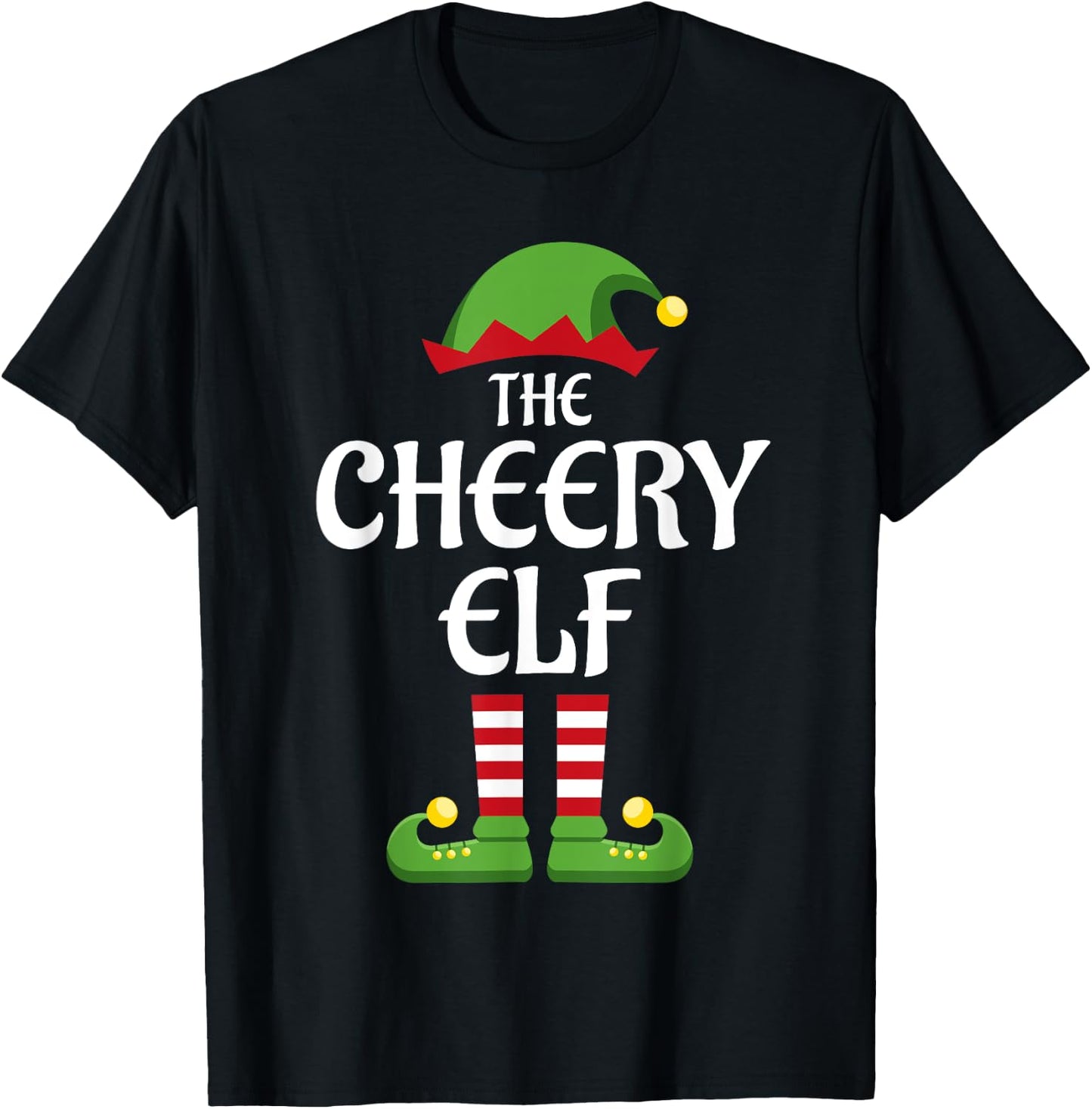 Cheery Elf Family Matching Group Christmas T-Shirt - T-Shirt | Black
