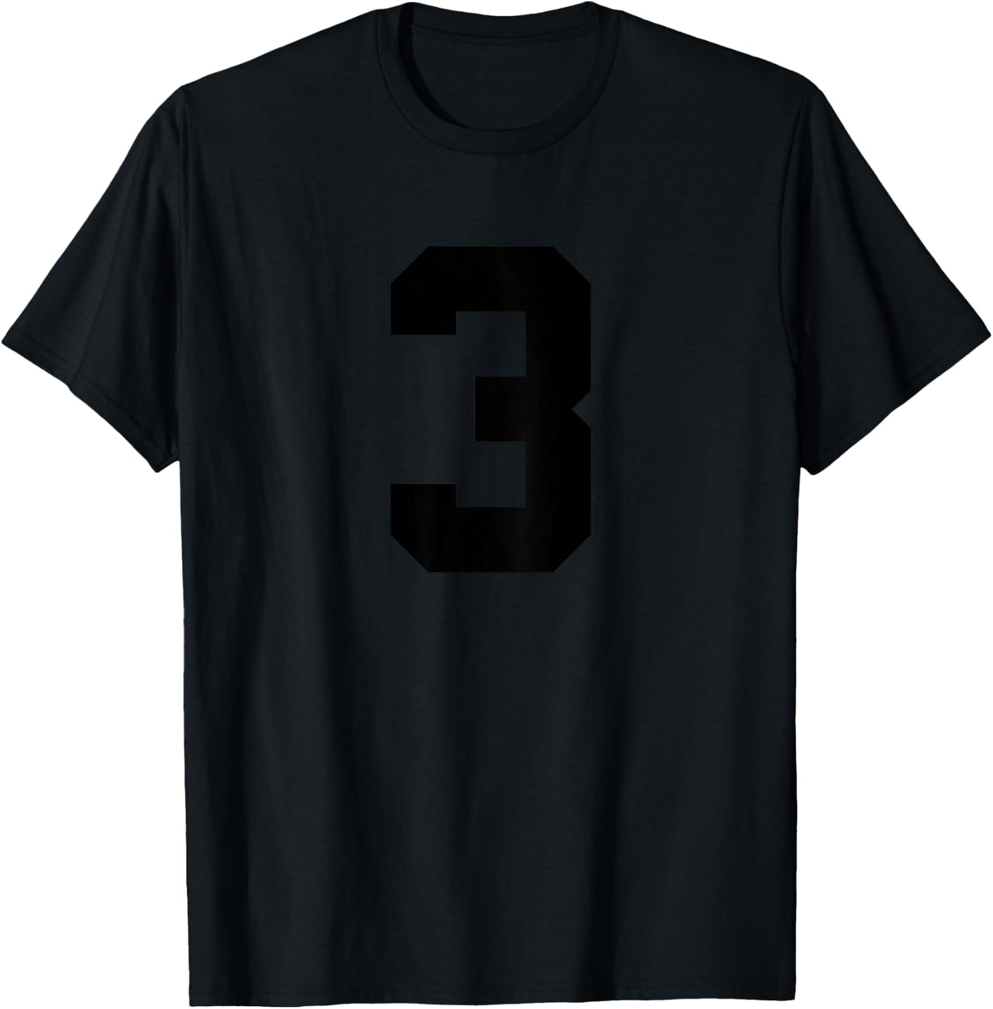 Number 3 (on Back) Team Jersey Number T-Shirt - T-Shirt | Black