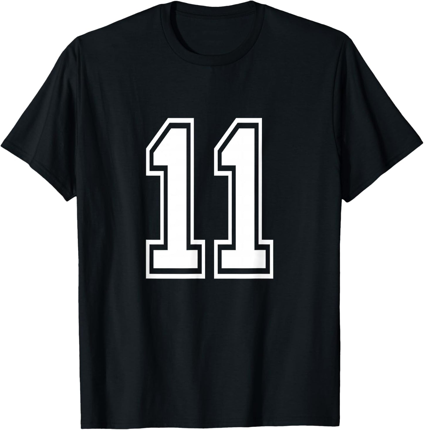 Number 11 Front + Back Varsity Sports Team 11th Birthday T-Shirt - T-Shirt | Black