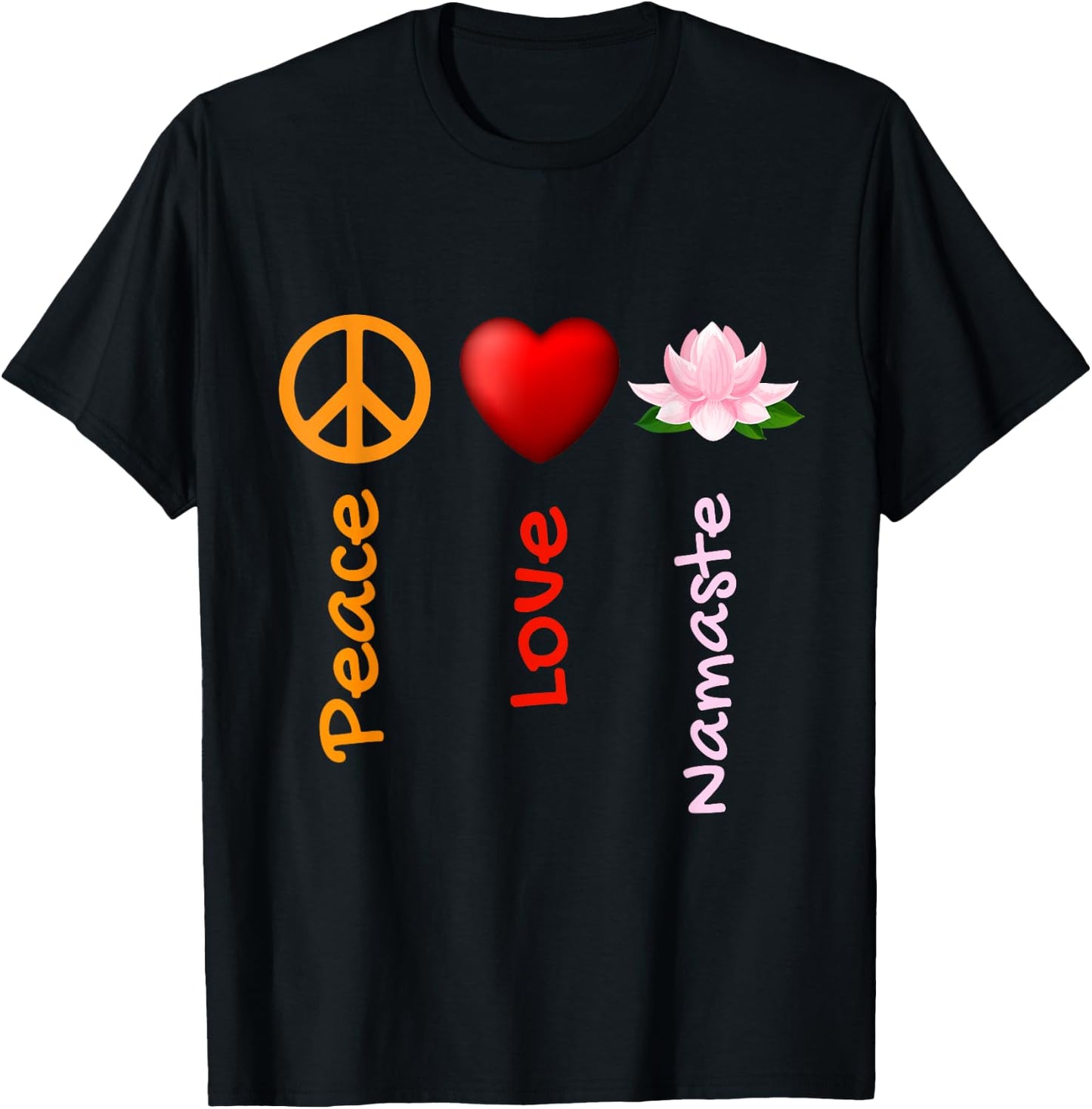Peace Love Namaste Yoga,Yoga Gift Ideas,Yoga Lotus Flower T-Shirt - T-Shirt | Black