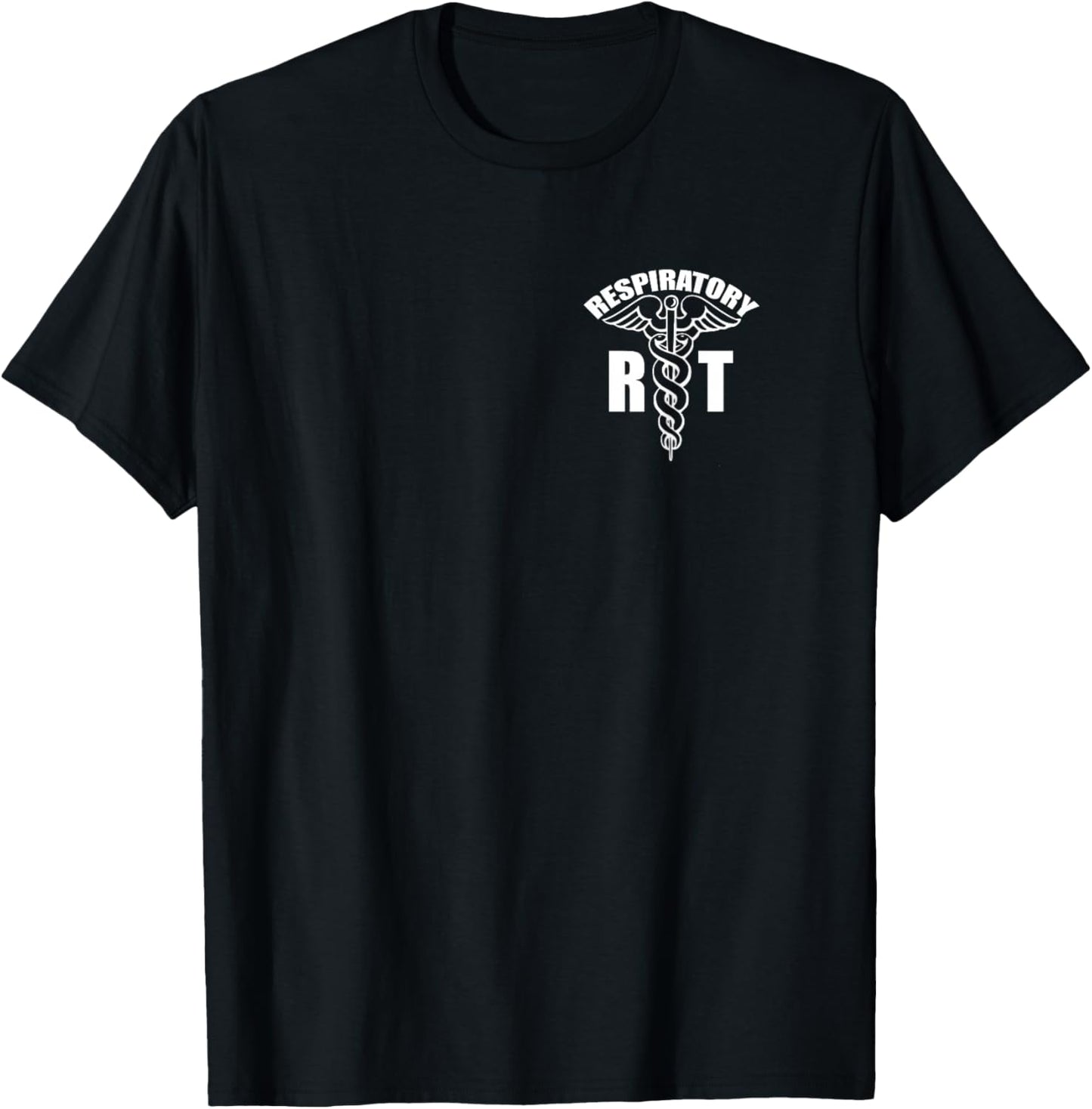 Respiratory Therapy Therapist Caduceus White (Front Design) T-Shirt - T-Shirt | Black