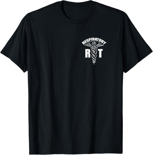 Respiratory Therapy Therapist Caduceus White (Front Design) T-Shirt - T-Shirt | Black