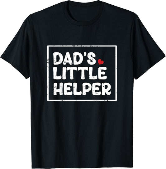 Kids Dads Little Helper Fathers Day Funny Son Boys Kids Toddlers T-Shirt - T-Shirt | Black