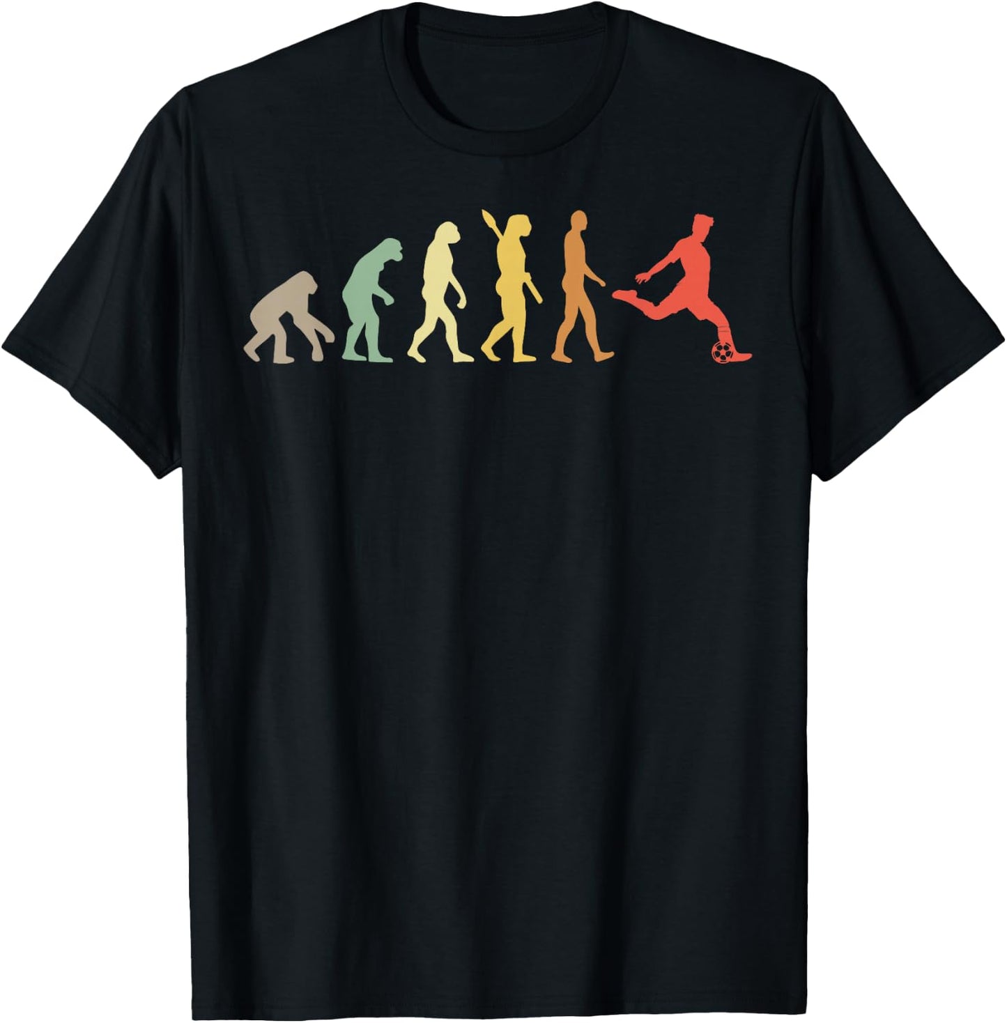 Retro Soccer Evolution of Man Athlete T-Shirt - T-Shirt | Black