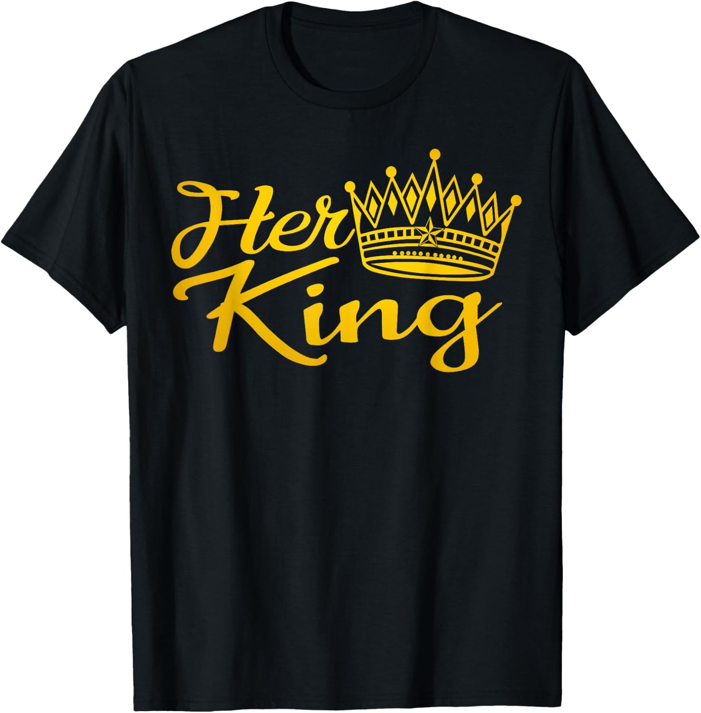 Her King His Queen Crown Valentine Couple Matching T-Shirt - T-Shirt | Black