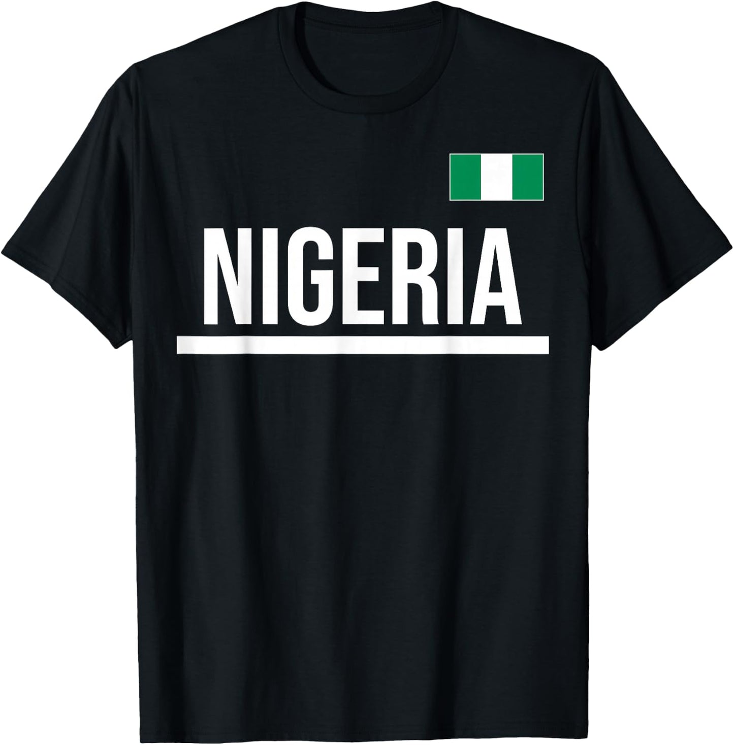 Nigeria Flag Sports Jersey T-Shirt - T-Shirt | Black