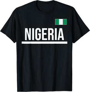 Nigeria Flag Sports Jersey T-Shirt - T-Shirt | Black