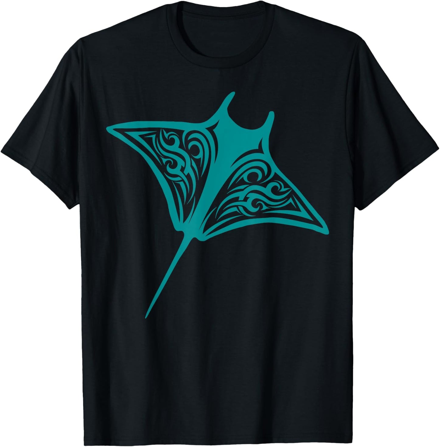 Manta Ray Hawaii Tribal Stingray Fish Ocean Biologist T-Shirt - T-Shirt | Black