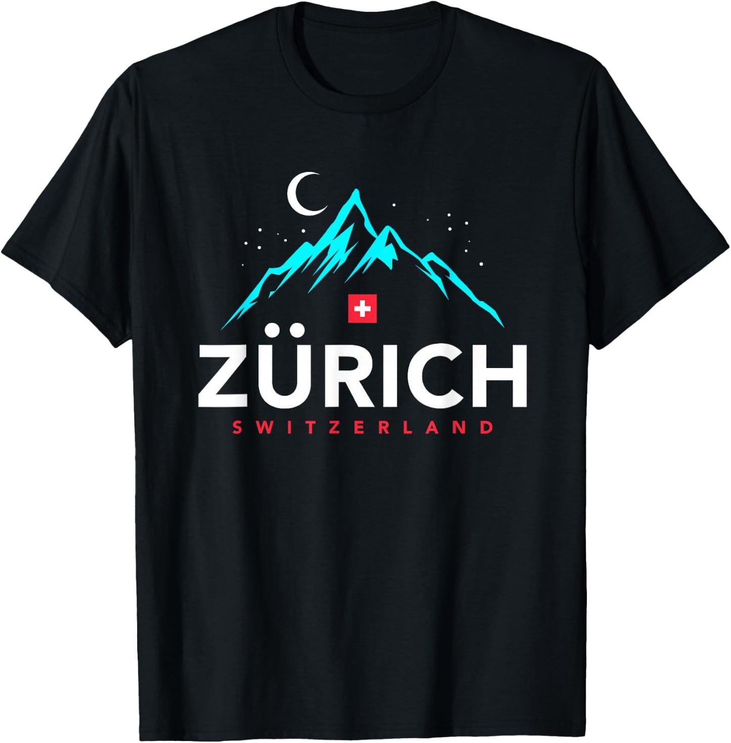 Switzerland Zurich With Starry Night T-Shirt - T-Shirt | Black