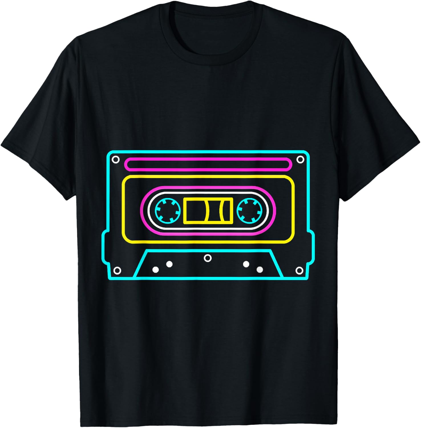 Cassette NEON Tapes Mixtapes 80s 90s Music Songs Retro T-Shirt - T-Shirt | Black