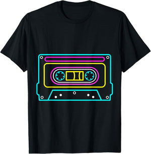 Cassette NEON Tapes Mixtapes 80s 90s Music Songs Retro T-Shirt - T-Shirt | Black