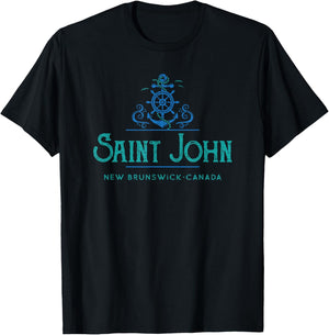 Saint John, New Brunswick, Canada Nautical Design T-Shirt - T-Shirt | Black