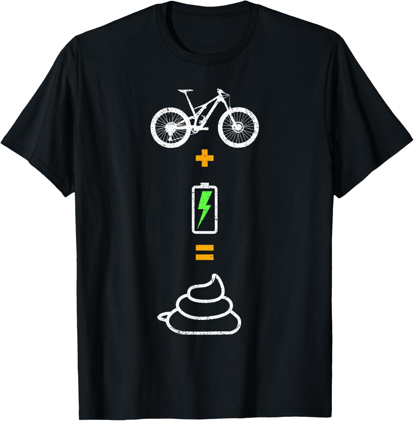 Anti e-bike, no motor, no battery, bicycle plus battery T-Shirt - T-Shirt | Black