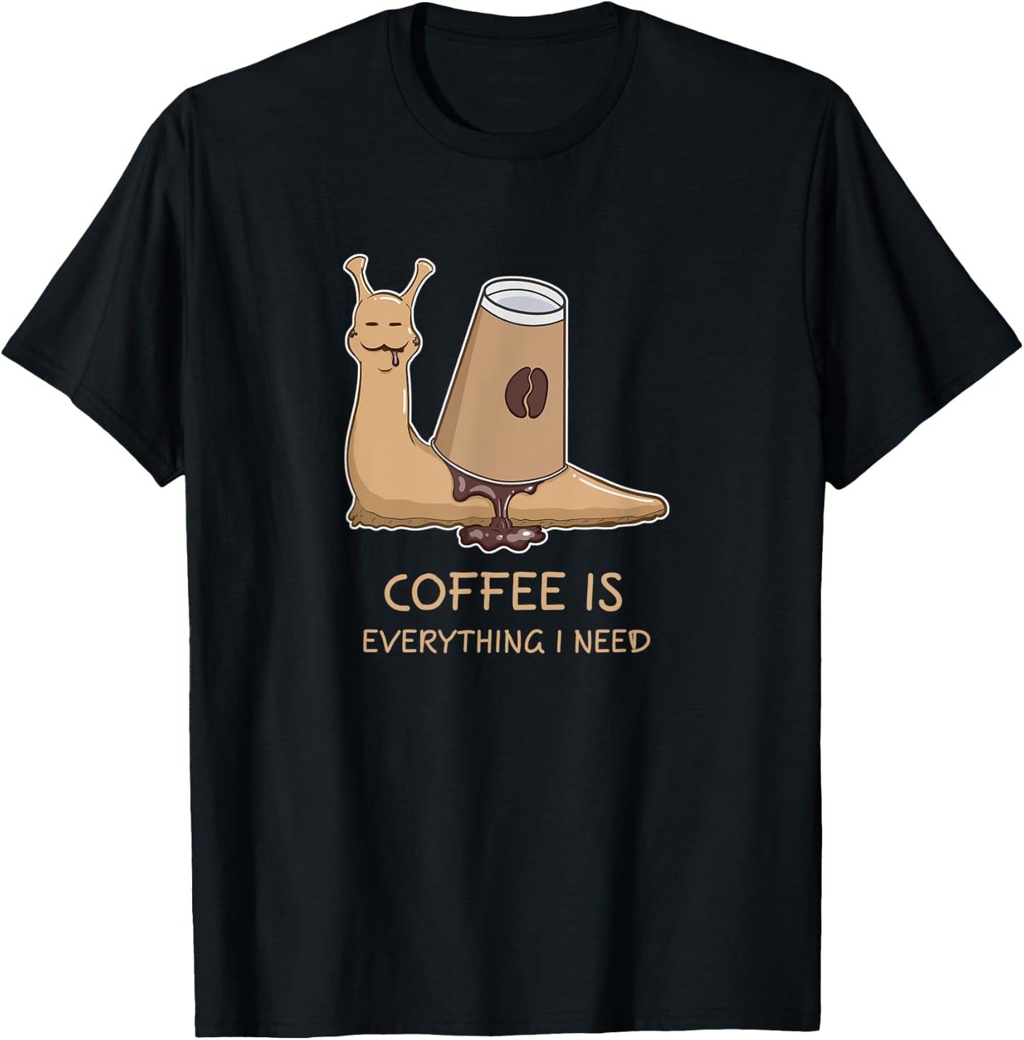 Coffee Cup Agate Snail Shell Pet Animal Funny Apparel T-Shirt - T-Shirt | Black