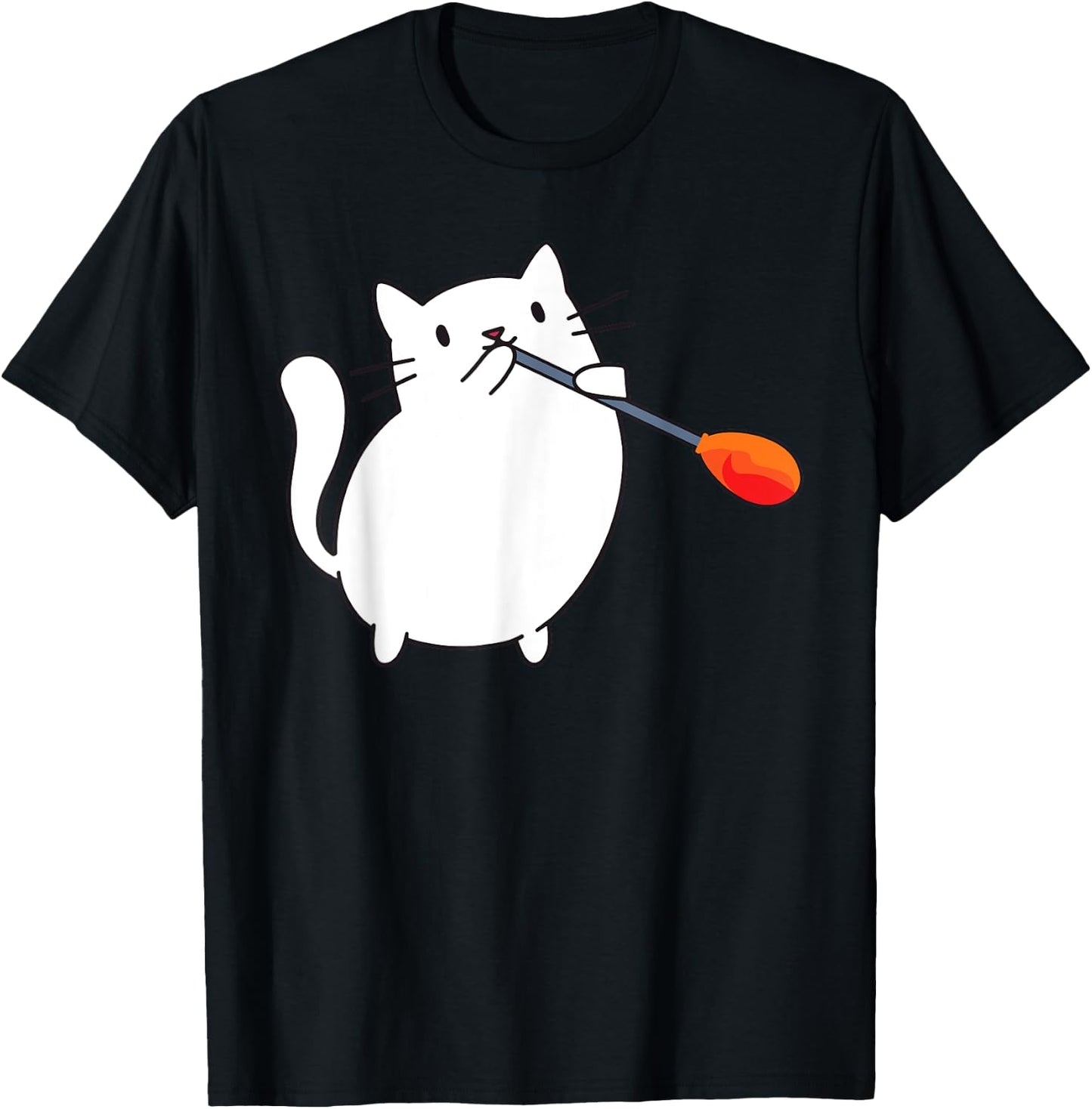 Glassworkers Gift Ideas Glassblowing Lover Cat Cute Funny Glassmith Glassblowing - Black, -Adults & Enthusiasts, , Short Sleeve, , All Seasons, Cartoon Pattern, Cat Theme T-Shirt - T-Shirt | Black