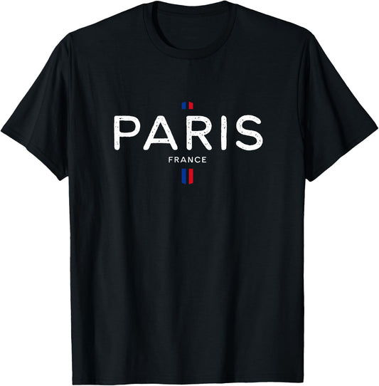 Paris France Retro Vintage T-Shirt - T-Shirt | Black