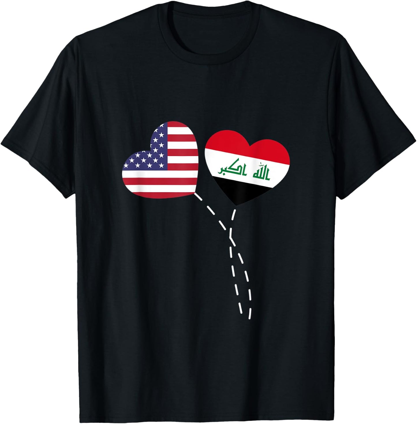 Loving USA Iraq Flag Heart Iraqi Americans Love T-Shirt - T-Shirt | Black