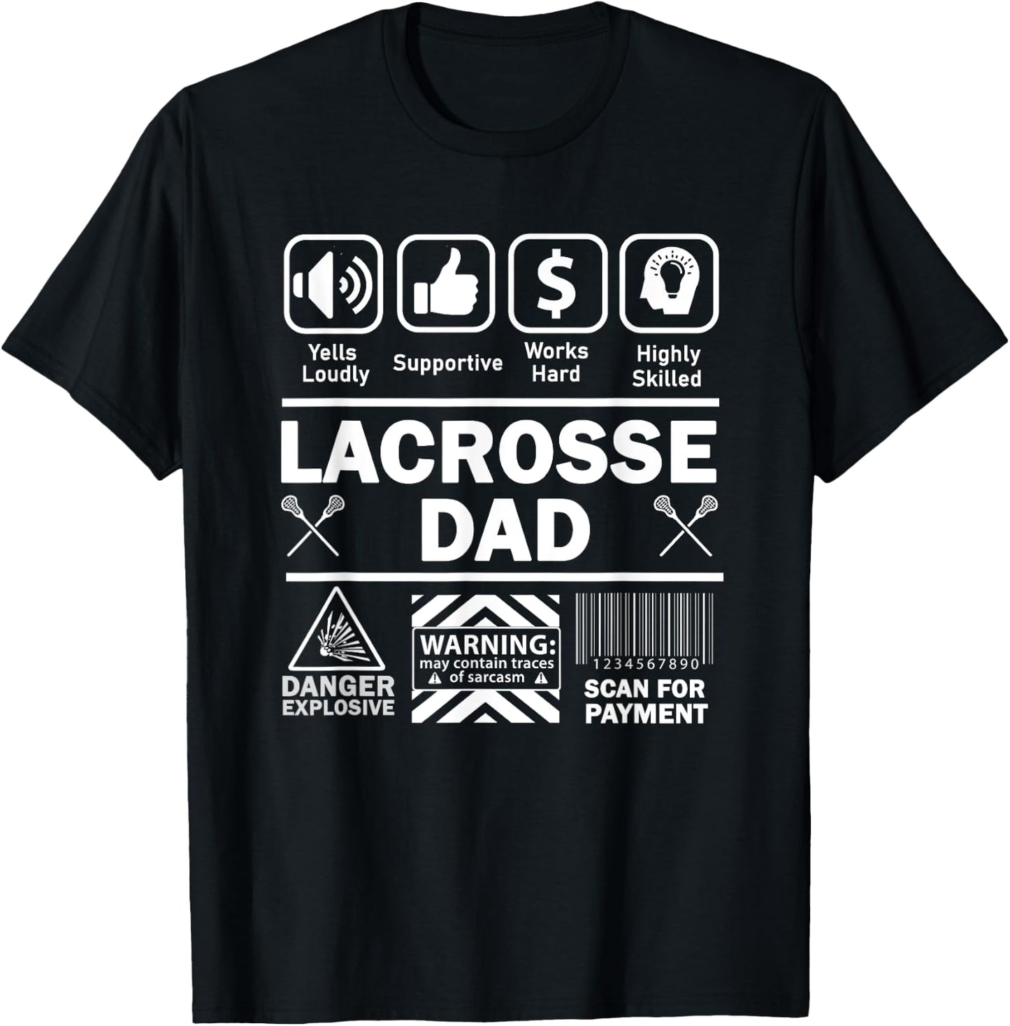 Lacrosse Dad Funny Contents of Sports Father T-Shirt - T-Shirt | Black