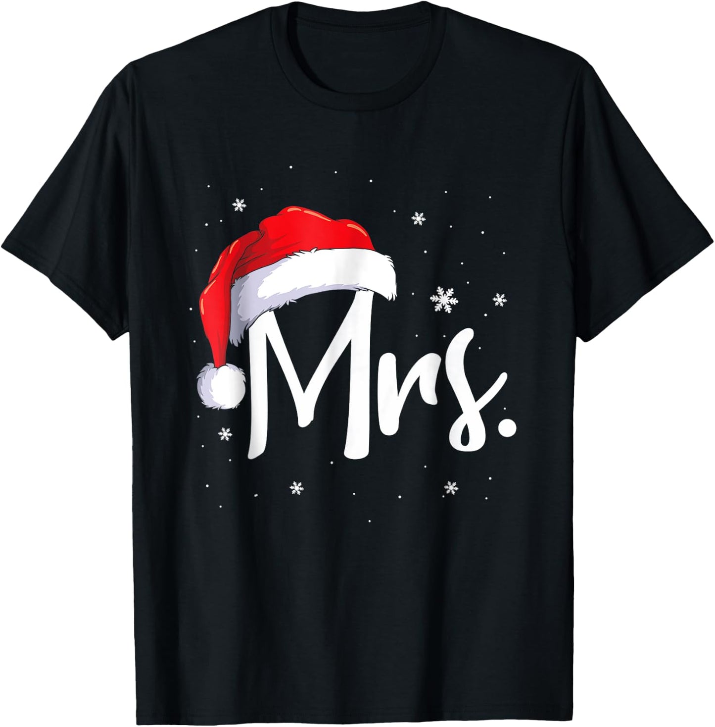 Mr and Mrs Claus Couples Matching Christmas Pajamas Santa T-Shirt - T-Shirt | Black