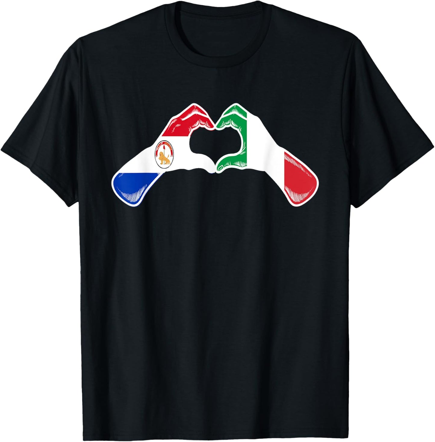 Paraguay Italy Flag - Paraguayan Italian Heart T-Shirt - T-Shirt | Black