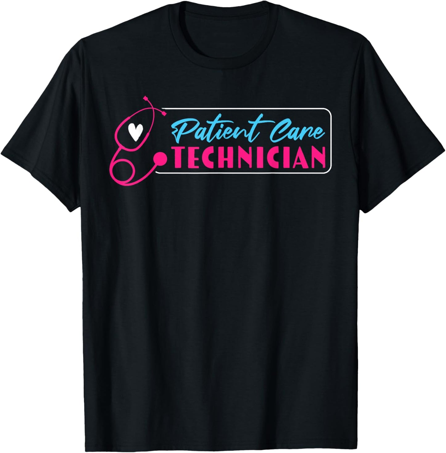 Patient Care Technician PCT Heart Stethoscope T-Shirt - T-Shirt | Black