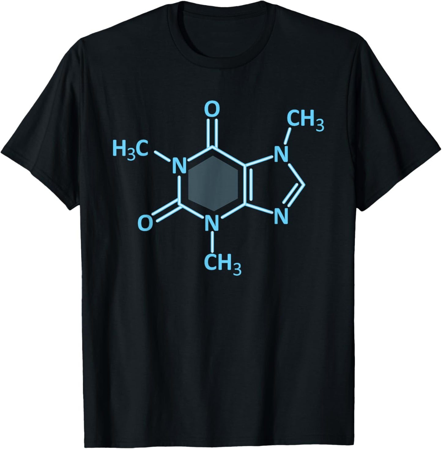 Caffeine Molecule Coffee T Shirt Coffee Chemical Formula T-Shirt - T-Shirt | Black