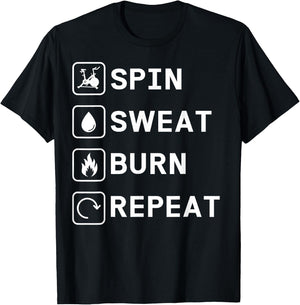 Spinning Class Spin sweat burn repeat Spin T-Shirt - T-Shirt | Black