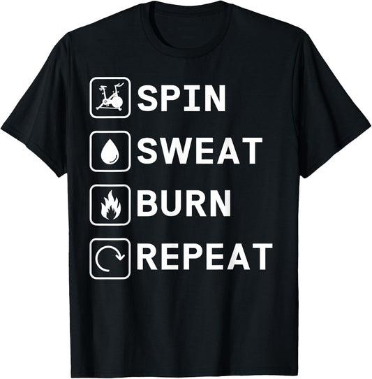 Spinning Class Spin sweat burn repeat Spin T-Shirt - T-Shirt | Black