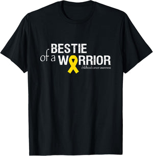 Bestie Of A Warrior Childhood Cancer Awareness Ribbon T-Shirt - T-Shirt | Black