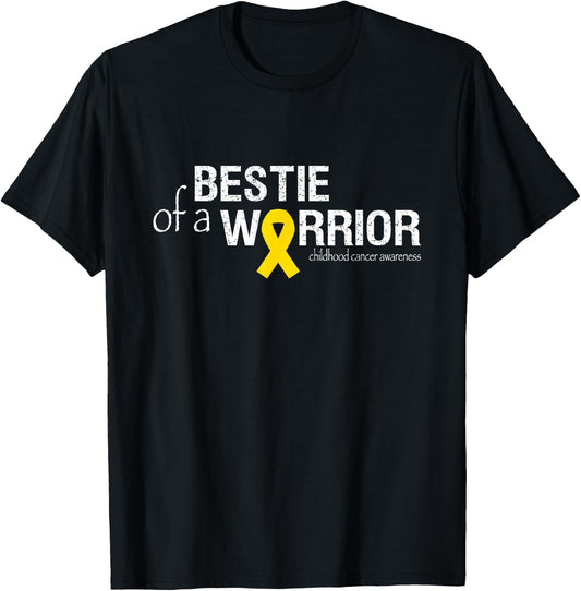 Bestie Of A Warrior Childhood Cancer Awareness Ribbon T-Shirt - T-Shirt | Black
