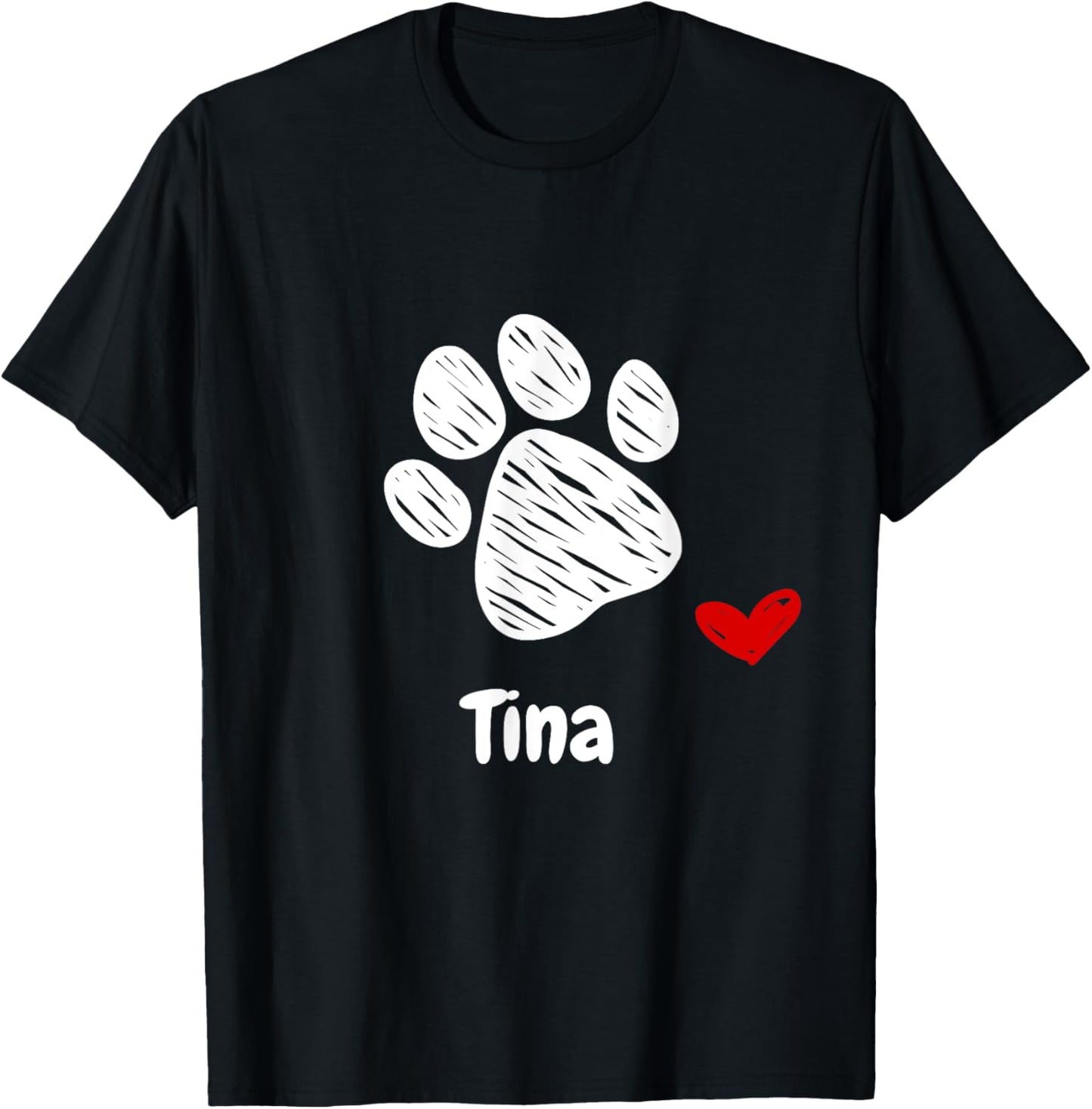 Tina Dog Paw Best Puppy Dog Named Tina Dog Lover T-Shirt - T-Shirt | Black