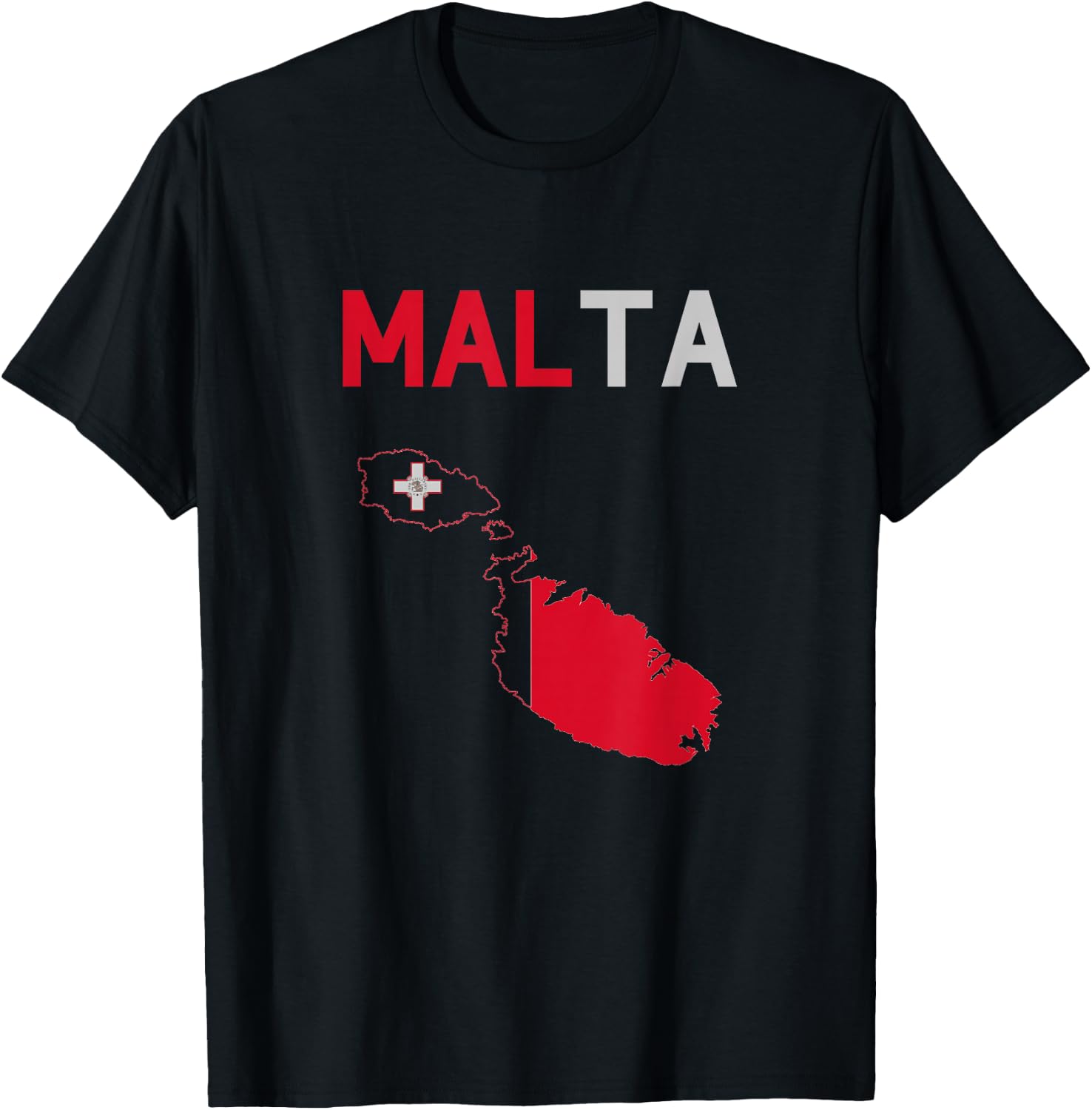 Malta Flag and Map T-Shirt - T-Shirt | Black