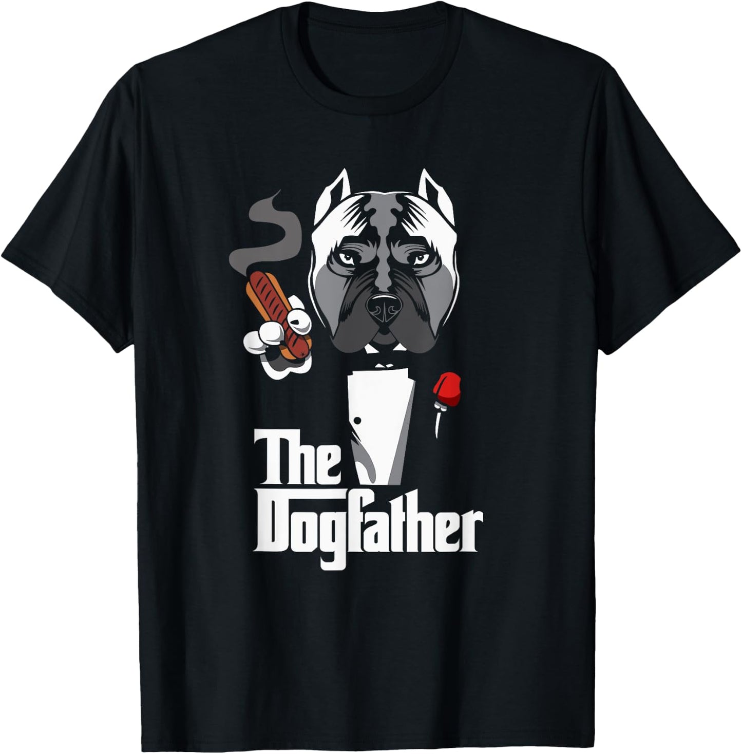 Utopia Sport Dogs Shop The Dogfather Funny , Men's Black Cartoon Dog , Small, Classic Fit, Short Sleeve T-Shirt - T-Shirt | Black