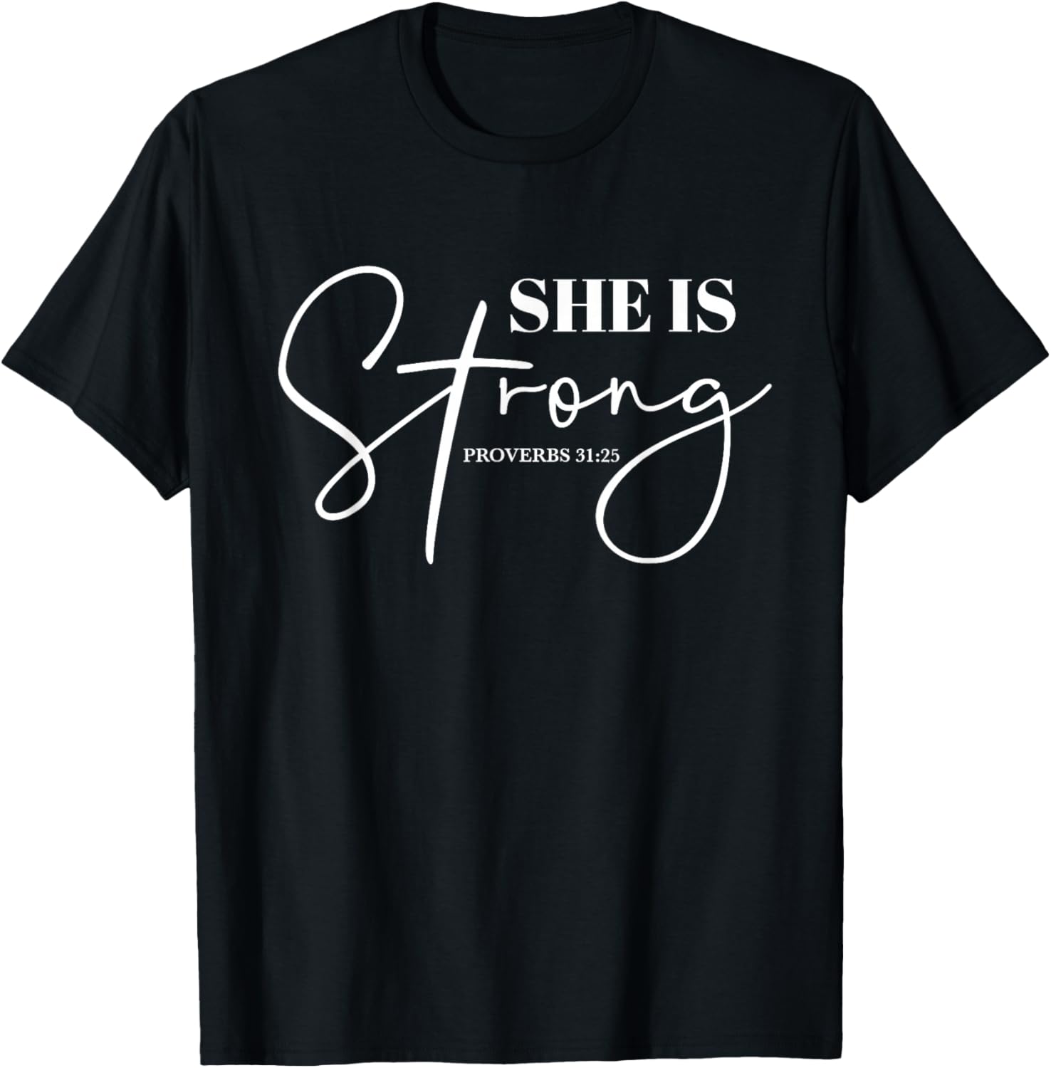 She Is Strong Christian Women Athlete Gym Workout T-Shirt - T-Shirt | Black