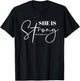 She Is Strong Christian Women Athlete Gym Workout T-Shirt - T-Shirt | Black