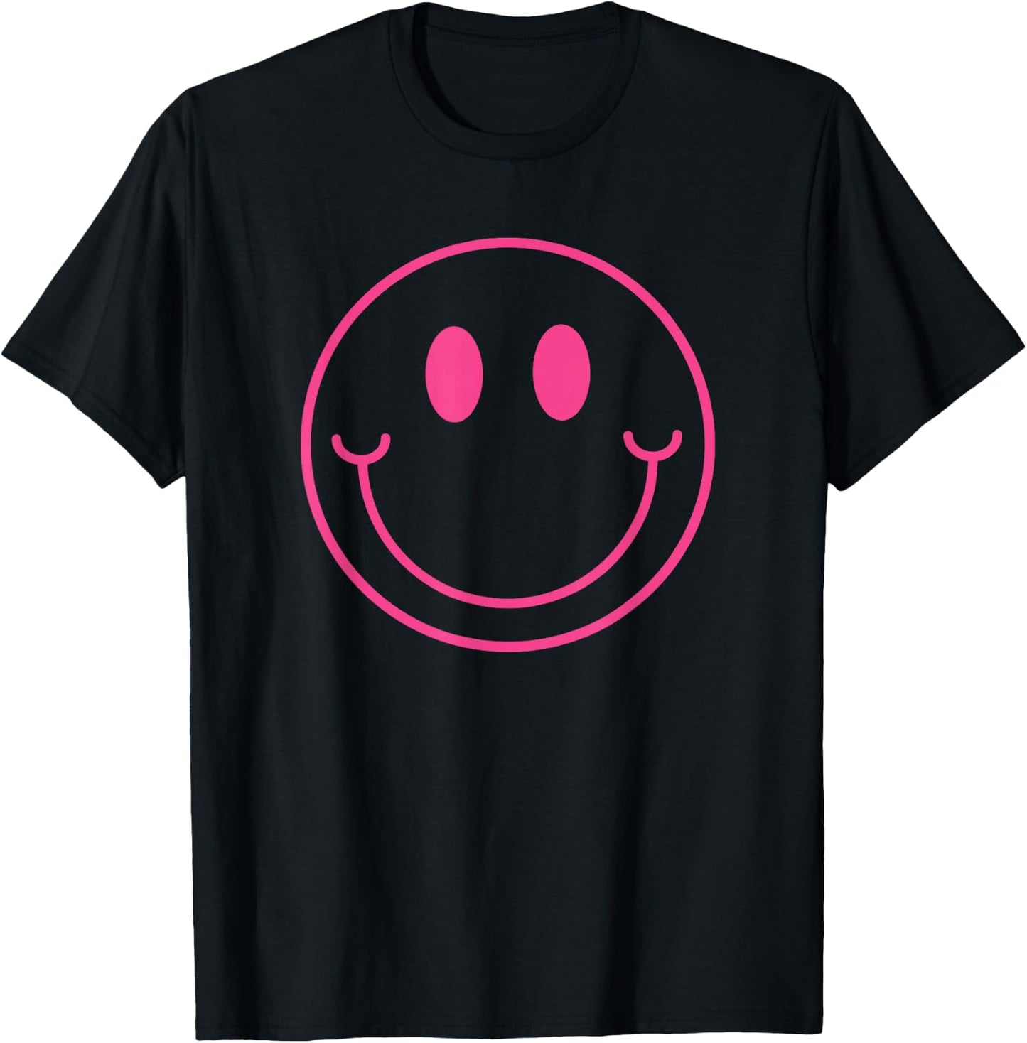 70s Cute Pink Smile Face Shirt Peace Happy Smiling Face T-Shirt - T-Shirt | Black