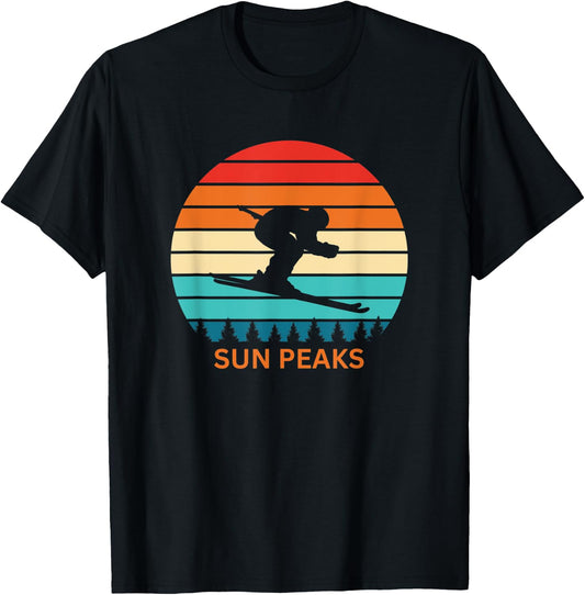Vintage Sun Peaks Canada Ski Resort 80s 90s Retro T-Shirt - T-Shirt | Black