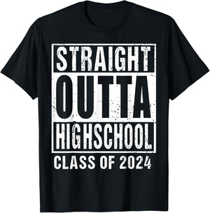 Straight Outta High School Class Of 2024 T-Shirt - T-Shirt | Black