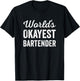 Worlds Okayest Bartender Funny Sarcastic Best Cocktail Maker T-Shirt - T-Shirt | Black
