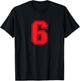 Number #6 Red Sport Number T-Shirt - T-Shirt | Black