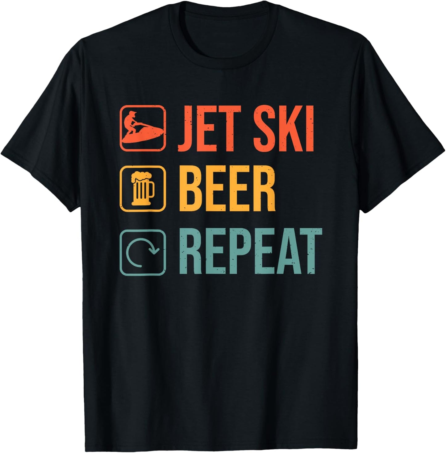 Jet Ski Beer Repeat Funny Jet Ski Operator Jetski Rider T-Shirt - T-Shirt | Black